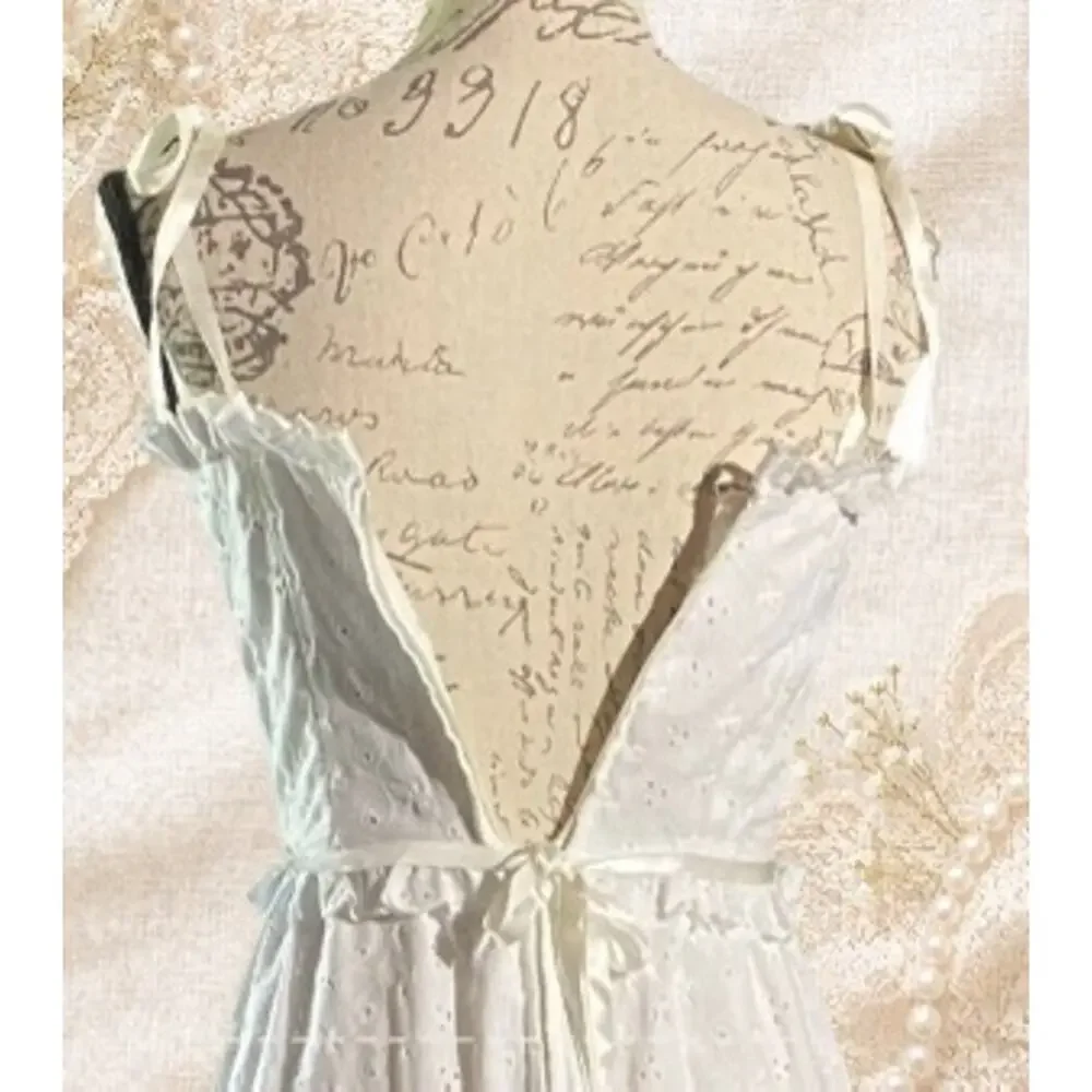 Vintage Victoria Vaughn White Eyelet Prairie Maxi Dress Cottage Bridal 7 USA - Picture 8 of 14